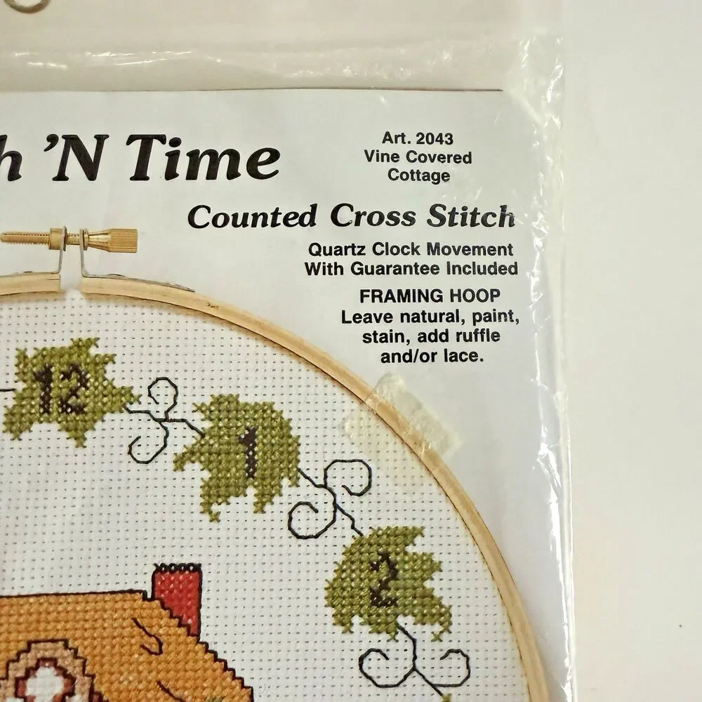 Cottagecore Cross Stitch Clock Kit 2043 Vine Covered Cottage Granny Kitchen NEW